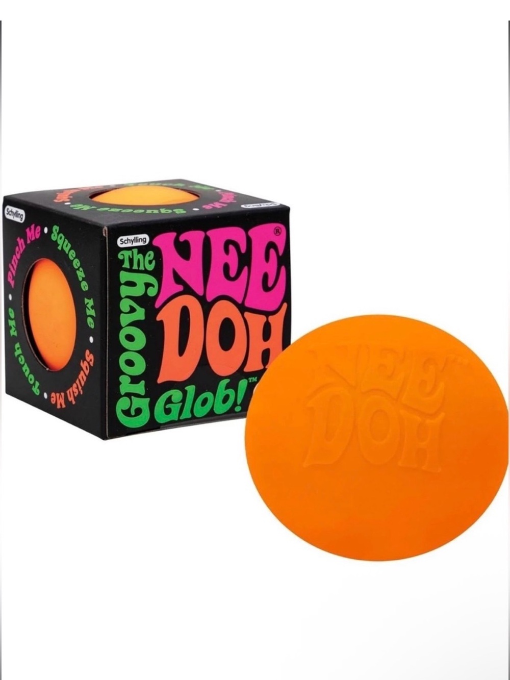 NeeDoh Groovy Glob Premium Sensory Stress Ball Fidget Toy, Color Orange, NEW
